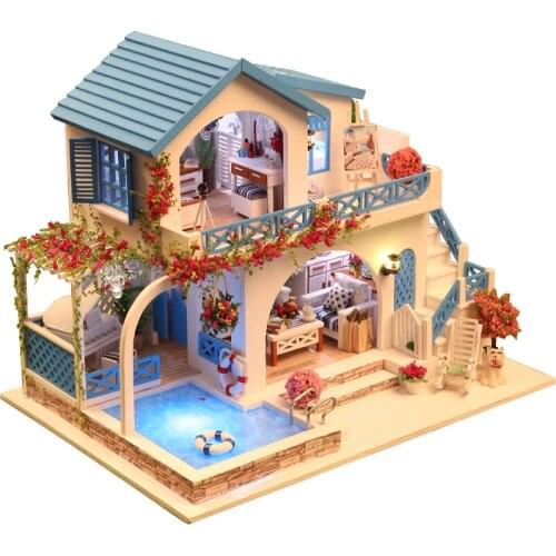 DIY Doll House with Furniture Children Adult Miniature Wooden DollHouse Construction Model Building Kits Doll house Toy