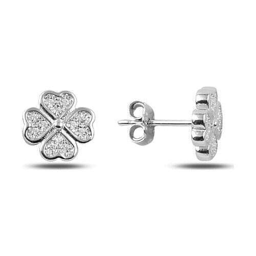 KUTAYDAN Zircon Cubic Zirconia Clover Earrings 925 Sterling Silver