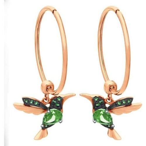 Cute Bohemian Bird Pendant Hoop Earrings 2020 Trendy Jewelry for women christmas Gift Fashion Crystal Zircon Earrings