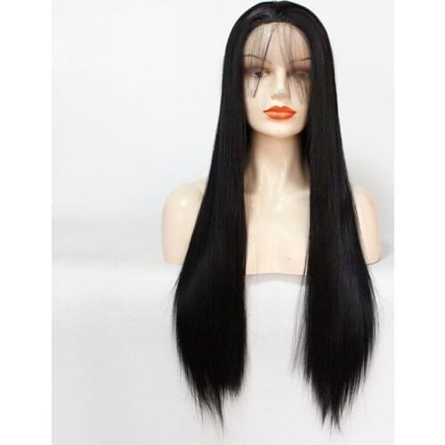Soft Lace Wigs Black Silky Straight Long Wigs for Black Women Heat Resistant Glueless Synthetic Lace Front Wigs with Baby Hair