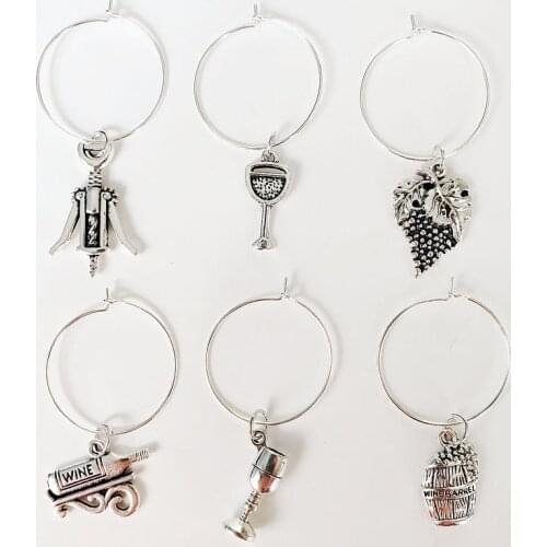 Set of 6PCS Wine charms New Fashion Design Wine Glass Charms Rings Marker Christmas Wine Glass Marker Charms