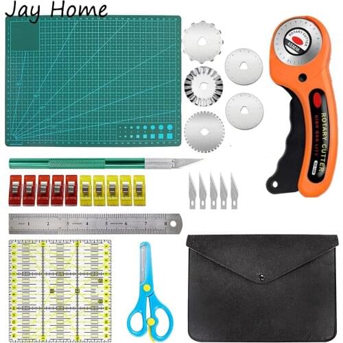 22PCS 45mm Rotary Cutter Set Quilting Kit for 5 Extra Blades & A4 Cutting Mat & Quilting Ruler & Sewing Clips for Fabric Cutting