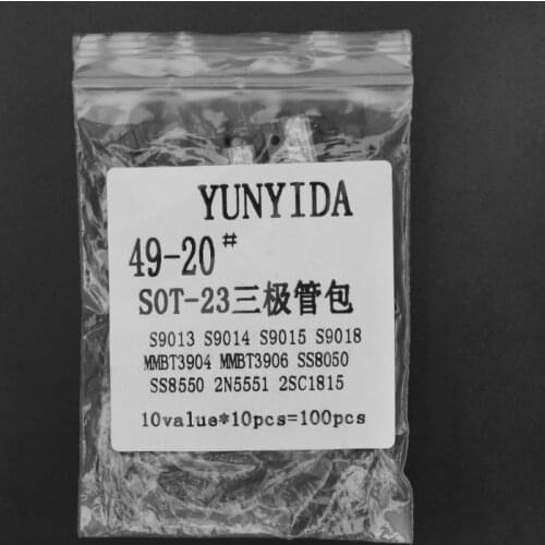 2021 New 100pcs SOT-23 SMD Transistor Sample Kit Package 10 Kinds Triode