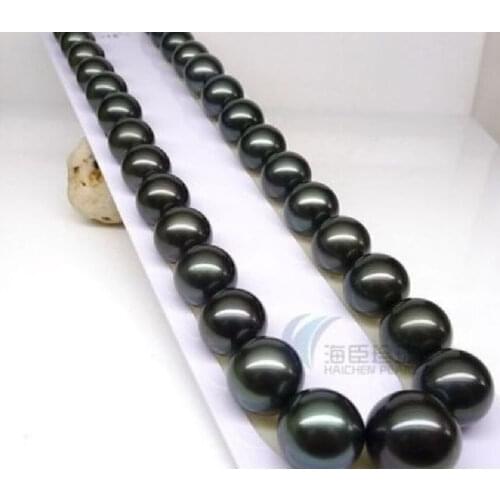Huge 18" 10-11mm AAA++ Tahitian Black Pearls Necklace >Selling jewerly free shipping