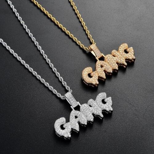 Freewear Iced Out Letters Pendant Necklace With Chain AAA Zircon 2 Colors Mens Necklace Fashion Hip Hop Rock Jewelry