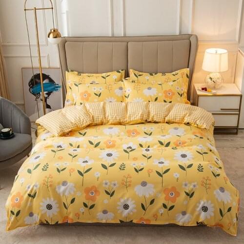 Country Style Duvet Cover200x200 Pillowcase 3Pcs,220x240 Quilt Cover Bed Cover,Yellow Bedding Set Blanket Cover