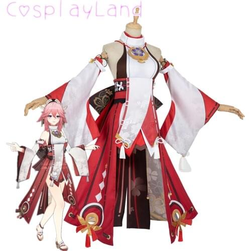 Hot Game Genshin Impact Cosplay Yae Miko Costume Carnival Halloween Women Dress Japan Lolita Dress Yae Miko Cosplay