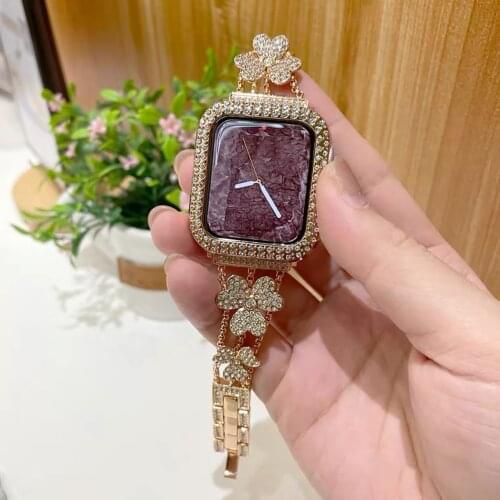 For Apple watch band series 6 543 21 womens diamond lucky fashion watch strap suitable for Iwatch 6 44mm 40mm 42mm 38mm stainle