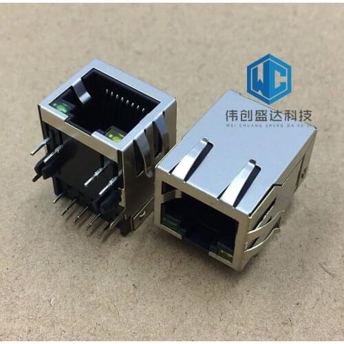 RJ45 network port 59 with light belt shrapnel 8P8C long body 21. 5MM network socket 90 degrees power strip