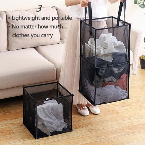 Folding clothes storage basket Grid dirty clothes hamper Laundry basket Portable dirty clothes hamper Household goods