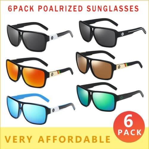 6 PACK Square Polarized Sunglasses Men Ultralight Eyeglasses Frame Fashion Sun Glasses Male Driveing Travel UV400 Goggles N29