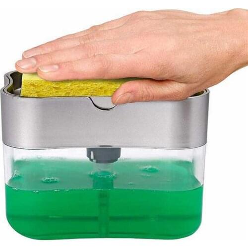Universal Soap Pump Dispenser Sponge Holder Dishwashing Liquid Dispenser for Dish Soap Sponge Kitchen Office Cleaning Tool