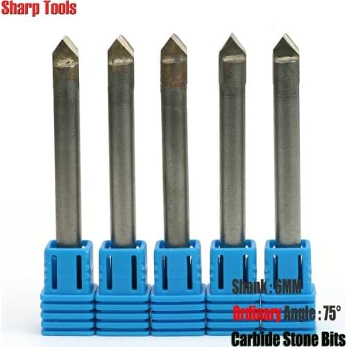 V Shape Stone Engraving Bits 75 Ordinary Degree, Solid Carbide Mills CNC Router Bits Engraving Cutter for Marble Stone Milling