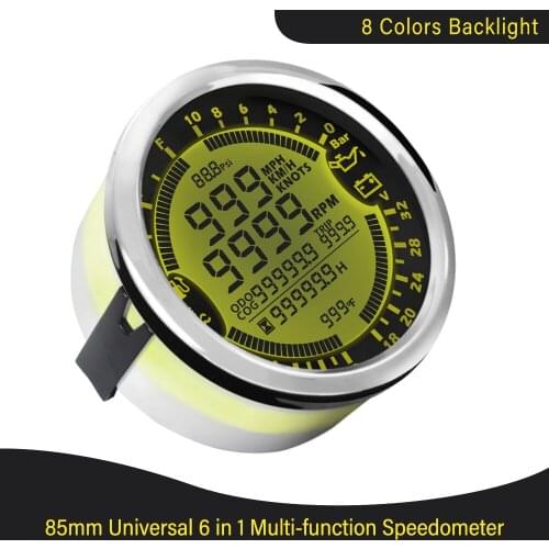Waterproof 12V Voltmeter Universal GPS Speedometer Tachometer Fuel Level Water Temp Oil Pressure 10Bar 6 in 1 Multi-functional