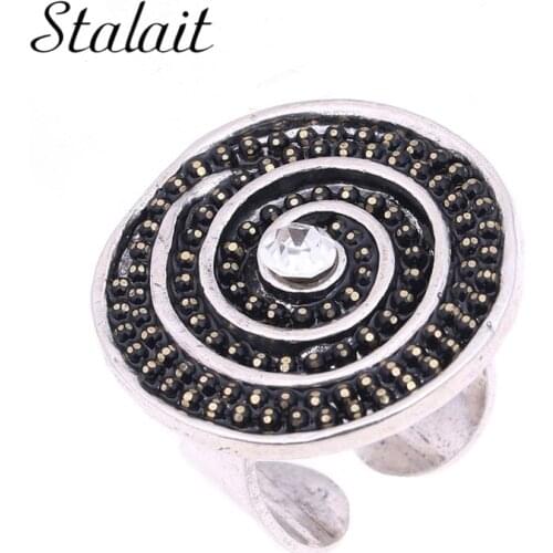 Vintage Wire Spiral Bezel Setting Full Rhinestones Rings Women Fashion Jewelry Gold Silver Color Finger Handmade Rings Desigh