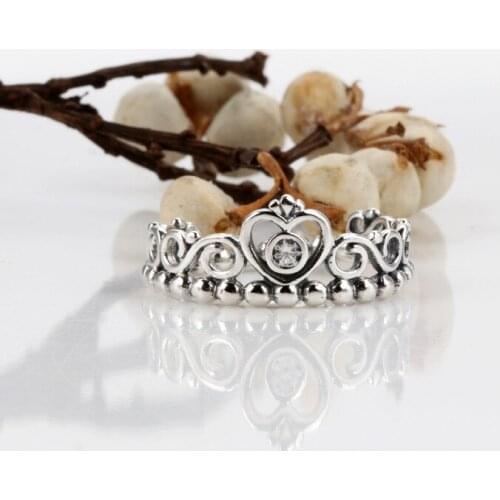 100% 925 Sterling Silver Pan Ring New Classic Silvery Vintage Crown Ring For Women Wedding Party Gift Fashion Jewelry