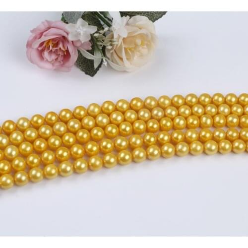 10-13mm 16" gold Near Round Edison Shape Baroque Freshwater Pearl Strands String
