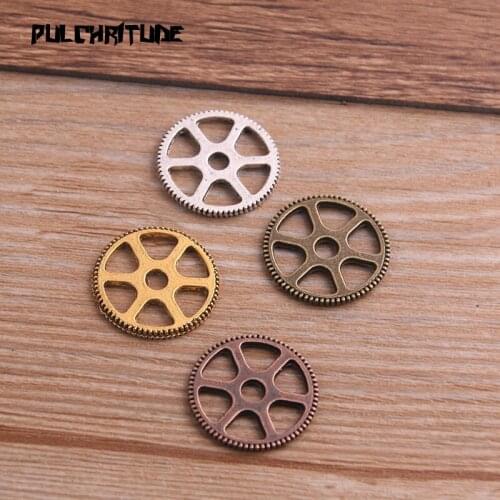 10PCS 20mm Four Color Metal Alloy Machinery Round Gear Pendant Jewelry Charm Jewelry Gear Findings