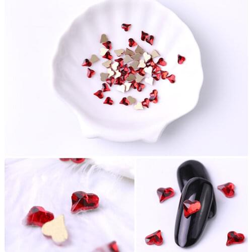 10 pieces Flatback Colorful Heart Nail Rhinestone For Nail Art Decorations Crystal Glass Stone Manicure 3D Shiny Rhinestone Gem
