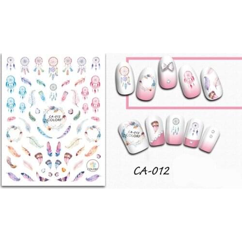 3D Stickers for Nails Pink Dreamcatcher Feather Nails Art Decoration Manicure Sticker Decals Slider Nail Foil Tips Accessories