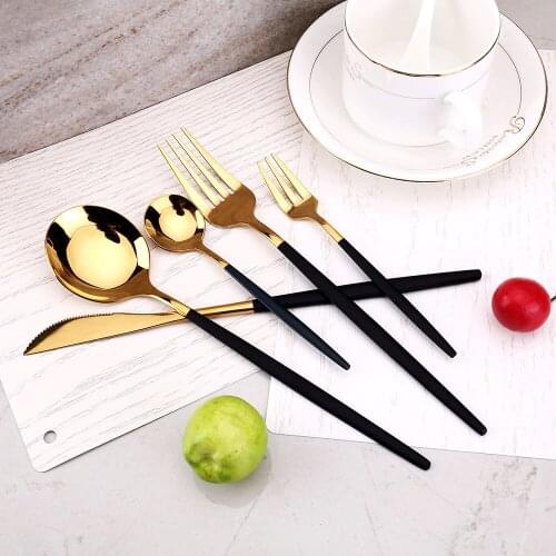 4-5-24-30Pcs/Sets Kitchen Tableware Dinnerware Utensils Cutlery Lunch Dishes Complete Dinner Knife Fork Spoons Stainless Steel