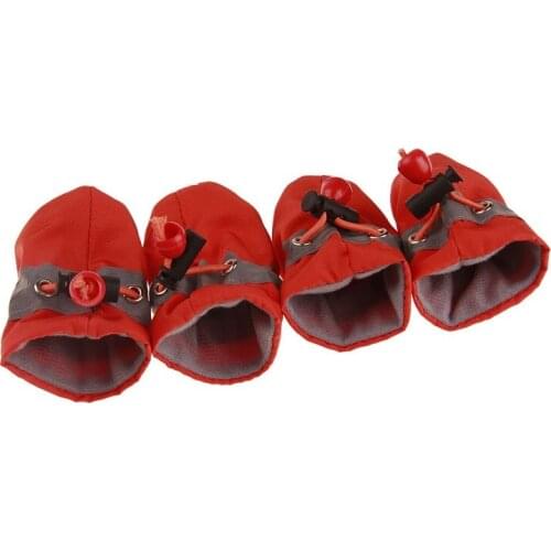 JOYLIVE 4Pcs/set Pet Dogs Winter Shoes Rain Snow Waterproof Booties Rubber Socks Anti-slip Shoes For Small Dog Puppies Footwear