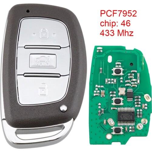 433MHz Keyless Smart Remote Car Key Fob with PCF7952 ID46 CHip Fit for Hyundai Elantra new