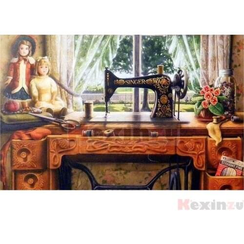 5D DIY Full Square/Round Drill Diamond Painting "Sewing machine" Embroidery Mosaic Cross Stitch Wall Stickers Decor Gift SF105