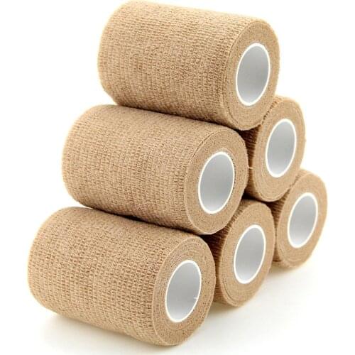 6 Rolls 7.5cm Self Adhesive Bandage Nonwoven Bandage Sports Tape Breathable Muscle Wraps Medical Health Care 7.5cm*4.5m New