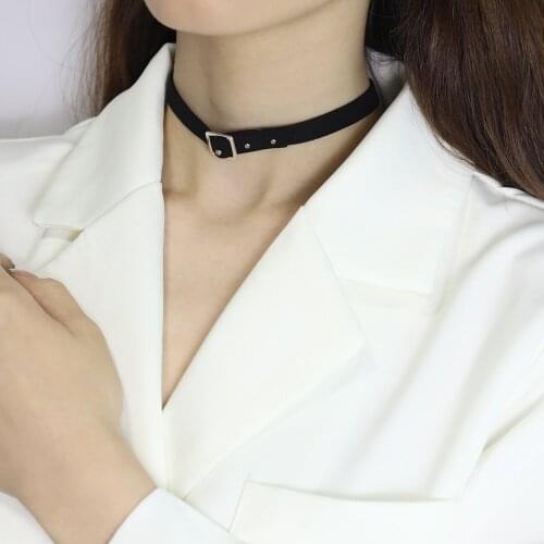 8 Style Belt Punk New Fashion Leather Choker Necklace Gold Color Geometry with Round Pendant Collar Necklace for Women Girls