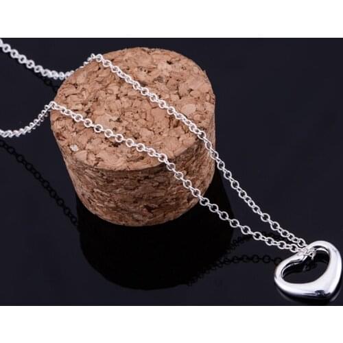 Cordiform shiny light silver plated Necklace 925 jewelry silver Pandant Fashion Jewelry QYFYZFTM