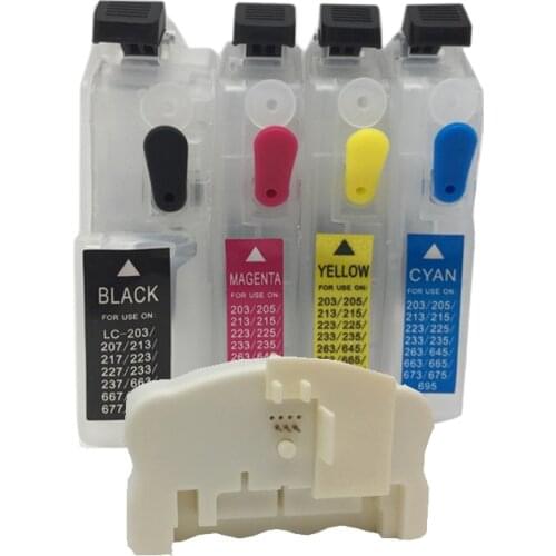 Einkshop QE-665 Chip Resetter + Refillable Ink Cartridge for brother LC203 LC205 LC207 LC211 LC213 LC215 LC217 LC223 LC225 LC227