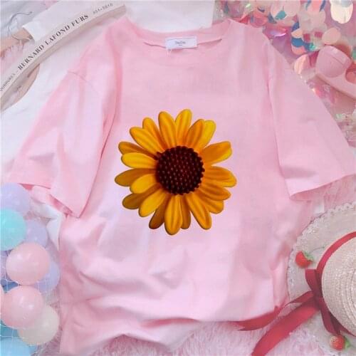 Women T Shirt New Summer Short Sleeve sunflower Printed Fashion T-shirts Tops Ladies Womens Harajuku Graphics Female Tee Tshirt