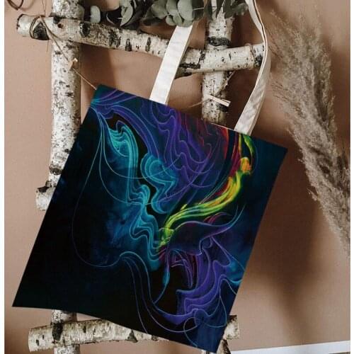 Print Magic Line Pattern Tote Canvas Bags Environmental Protection Foldable Reusable Shopping Bag Ladies Travel Shoulder Bags