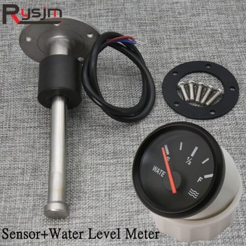 52MM Car Gauges Water Level Gauge Meter With Red Backlight +0-190ohm Water LeveL Sensor 125/150/175/200/225/250/500MM 12V/24V