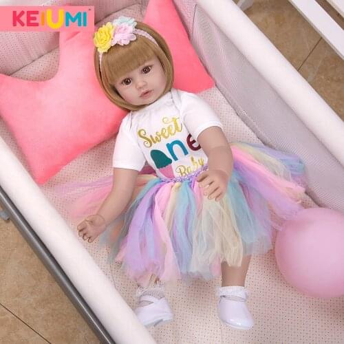 KEIUMI New Arrival Reborn Menina Doll Realistic Baby Girl 60Cm Gold Hair Lifelike Princess Playmates For Children Birthday Gift