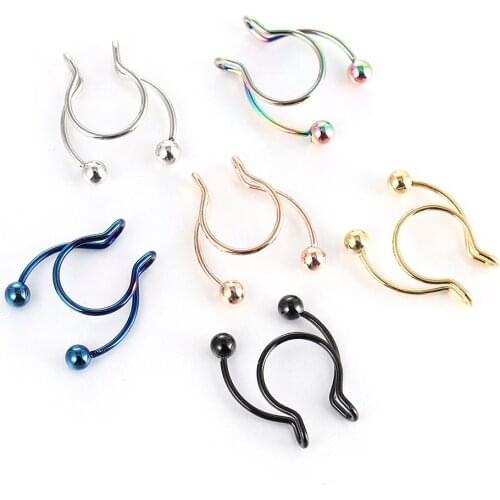 1Pcs Septum Piering Nose Rings Nose Ring Non Piercing Clip On Hip Hop Rock Exaggerated Fashion Nose Clip Non Perforation