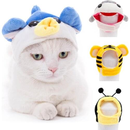 Kitten Cute Cartoon Animal Shaped Soft Cute Cat Headgear Dog Cross Tied Wear Pet Hat Accessories