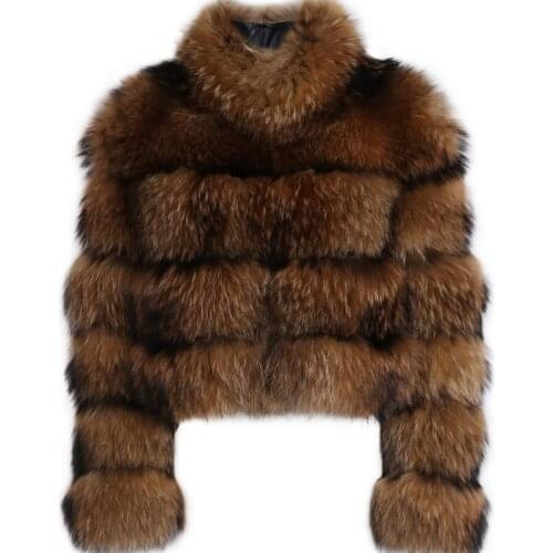 Raccoon fur jacket ladies natural fur jacket women real raccoon fur jacket