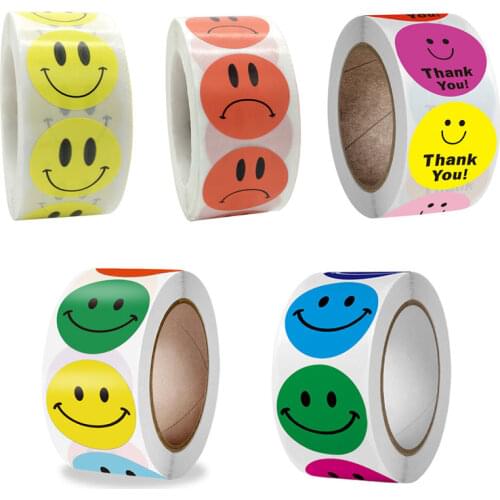 500pcs 1Inch Smiley Sad Face Stickers for Kids Reward Sticker Seal Label Christmas Gift Package Decor Teacher Student Stationery