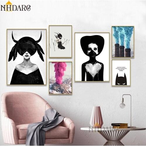 Nordic Cuadros Posters And Prints Black White Wall Art Canvas Painting Girl Picture For Living Room Scandinavian Home Decor
