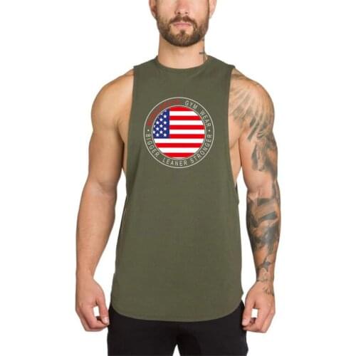 New Brand 2021 Summer Sleeveless Shirt Mens Sporting Vest Clothing USA Flag Design Tank Tops Workout gyms fitness Clothes