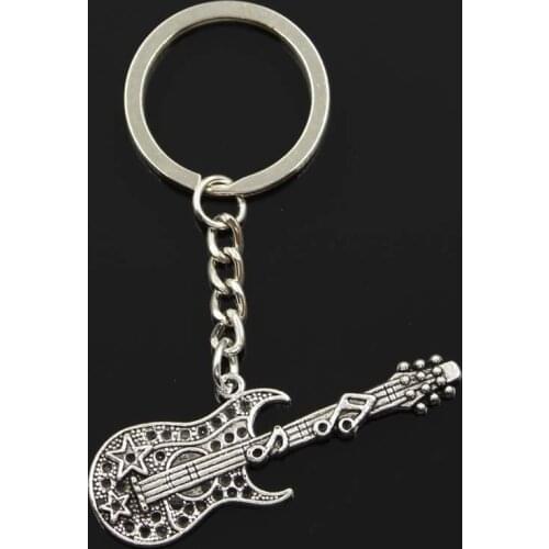 New Keychain 55x22mm Musical Guitar Pendants DIY Men Car Key Chain Ring Holder Keyring Souvenir Jewelry Gift