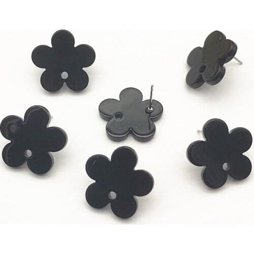 New Arrival! 19x20mm 100pcs Black color Flower Ear Stud for Handmade Necklace Earring DIY Parts,Jewelry Findings & Components