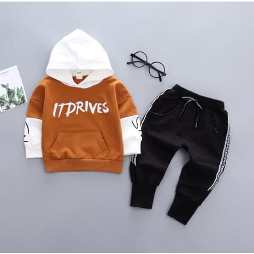 New Boys Girls Baby Sweater Letter Long-sleeved Trousers Children Two-piece Suit Toddler Sport Clothes Sets Tracksuits 0-4 Ages