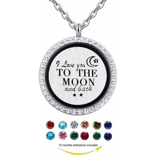 Floating locket Necklace,Fashion Picture lockets pendant with birthstone charms pendant jewelry