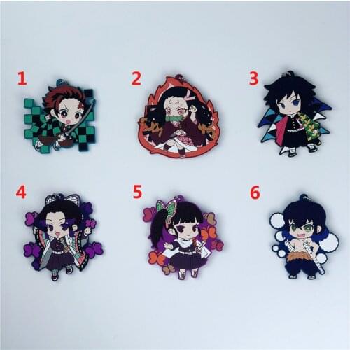 Demon Slayer Kimetsu no Yaiba rubber keychain Key Ring Race Straps cosplay