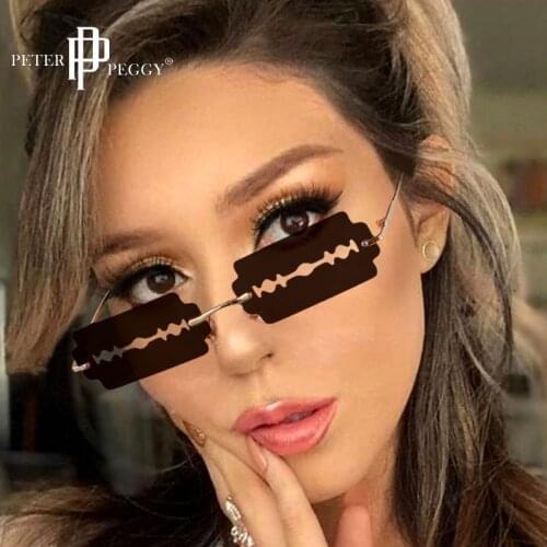 Fashion Rimless Sunglasses Women Personality Trend Razor Blade Sunglasses Man Brand Driving Glasses Oculos De Sol Uv400