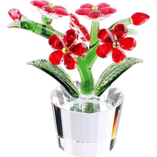 Art Glass Crystal Forget-Me-Not Orchid Figurine Hand Blown Plant Statue Keepsake Christmas Gift Office Desktop Centerpiece