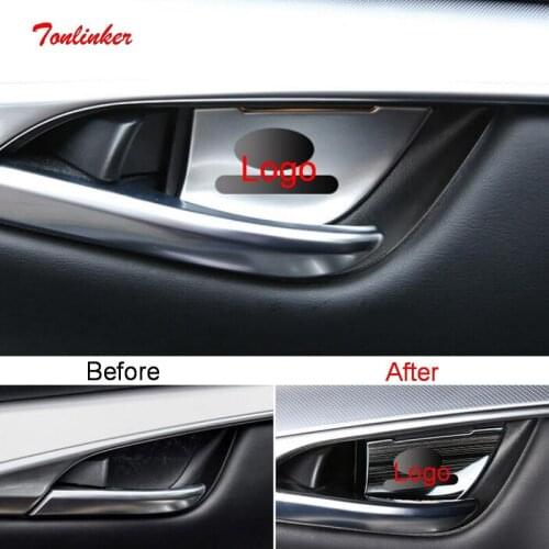 Tonlinker Interior Car Door Handle Bowl Cover sticker for INFINITI QX50 2018-20 Car Styling 4 PCS Stainless steel Cover stickers